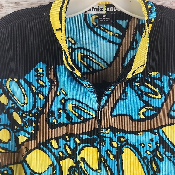 Jamie Sadock Vibrant Yellow and Blue Sleeveless Blouse - Picture 2 of 5